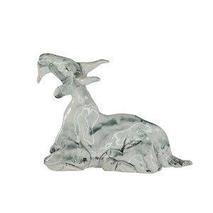Handmade Ceramic Goat Figurine With Unique Glazed Finish By C.S. Langille